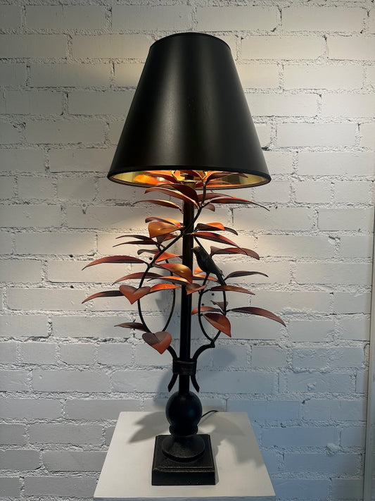 RED LAUREL AND WREN HAND FORGED LAMP