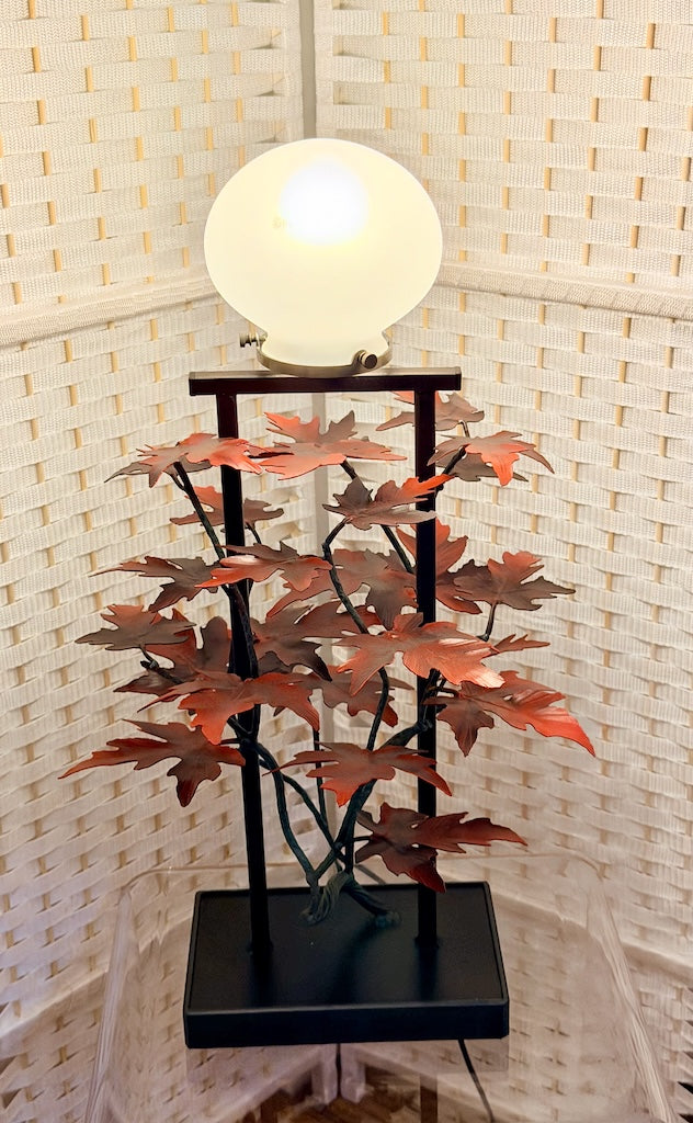 RED OAK HAND FORGED METAL LAMP