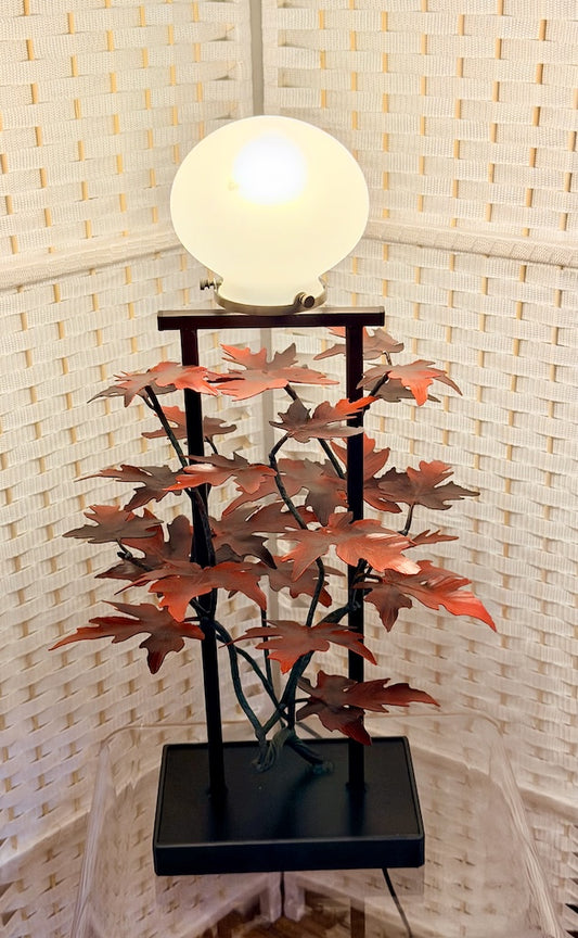 RED OAK HAND FORGED METAL LAMP