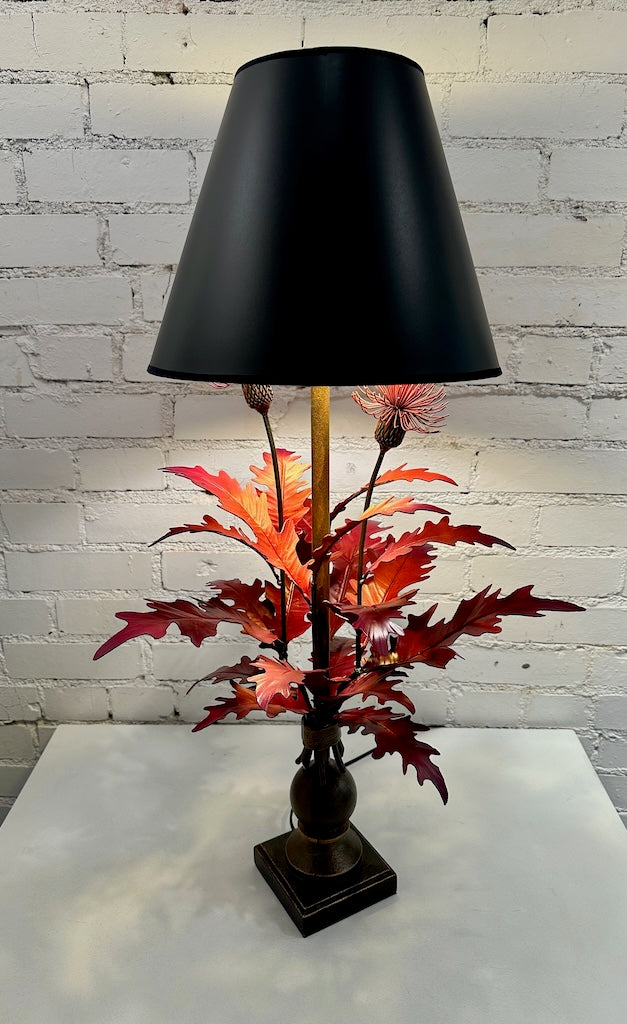 RED THISTLE HAND FORGED Table Lamp with Black Shade