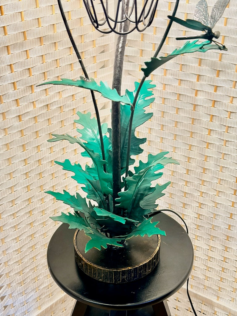 RED THISTLE FIELD STUDY HAND FORGED METAL LAMP WITH BUTTERFLY