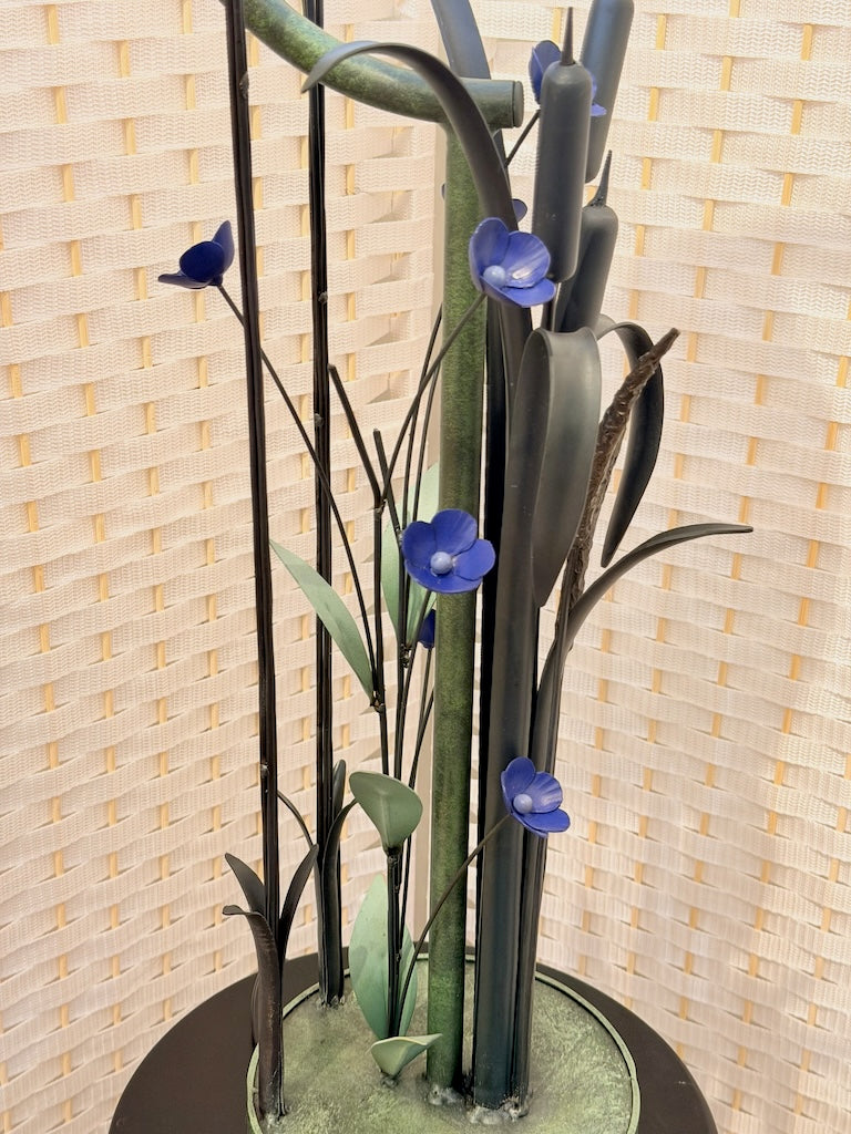SMALL BLUE WILDFLOWER FIELD STUDY HAND FORGED METAL LAMP