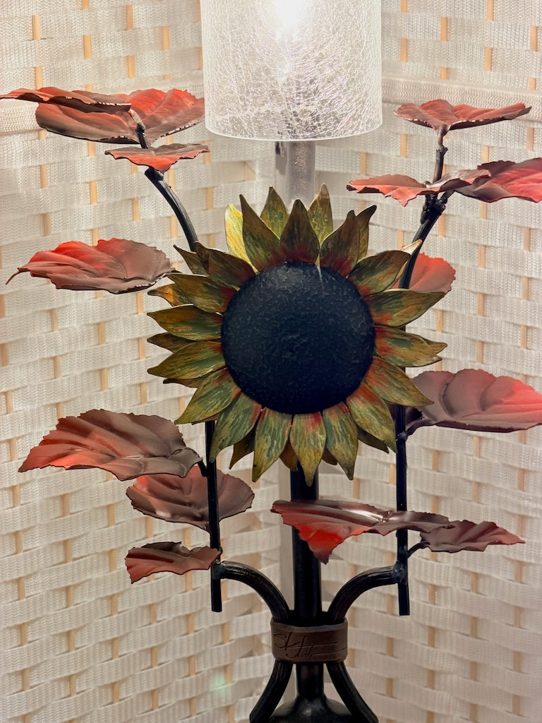 SUNFLOWER HAND FORGED METAL LAMP