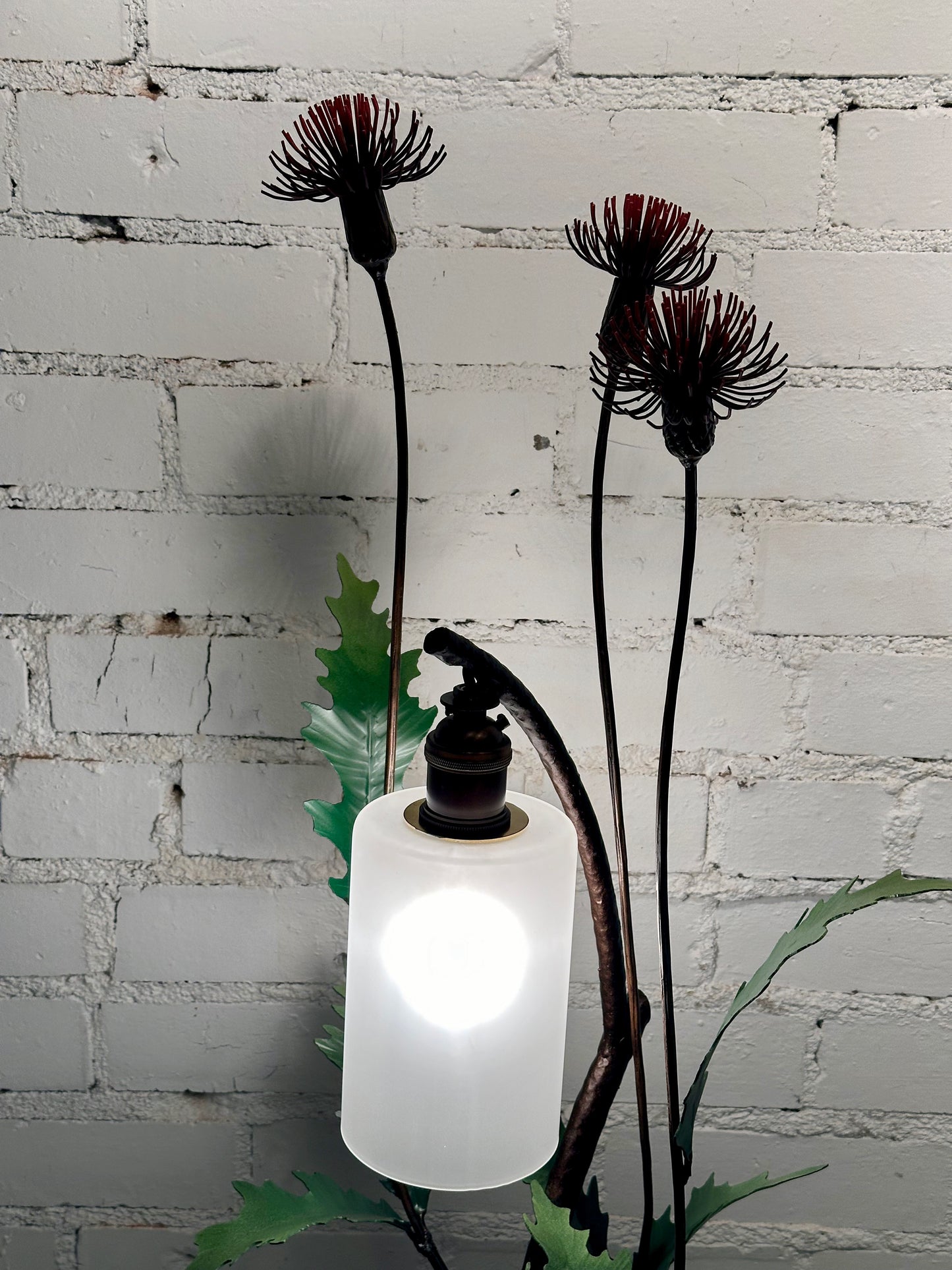 RED THISTLE FIELD STUDY TABLE LAMP WITH BLACK SHADE