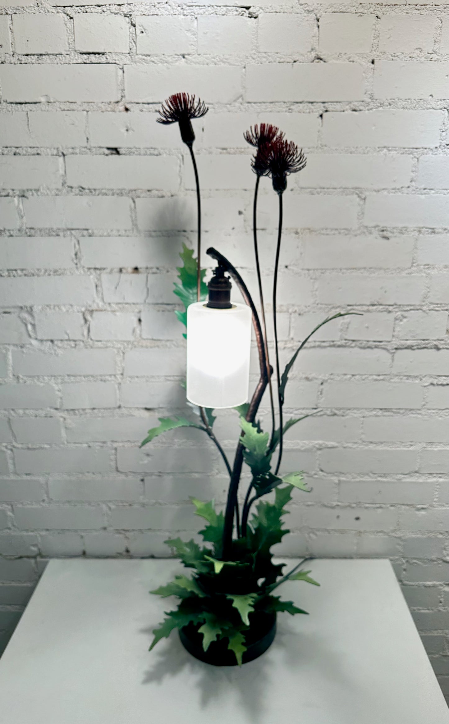 RED THISTLE FIELD STUDY TABLE LAMP WITH BLACK SHADE