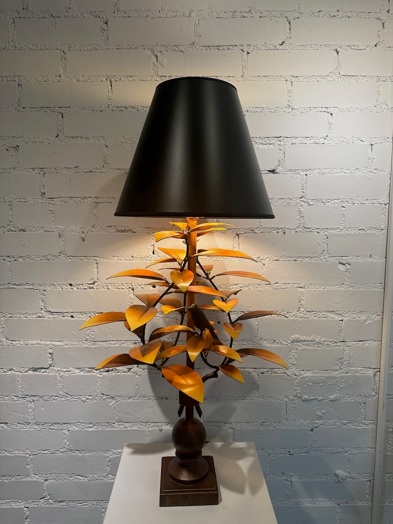 YELLOW/ORANGE LAUREL AND WREN HAND FORGED LAMP