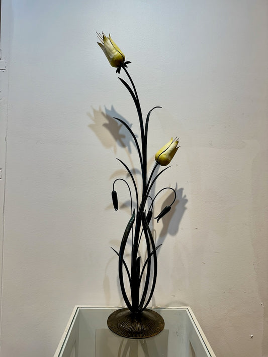 YELLOW VIKING FLOWER HAND FORGED METAL SCULPTURE