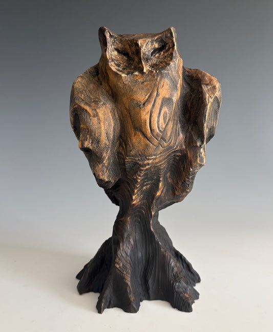 "FIRST CRUSH XVI" HAND CARVED HEMLOCK SCULPTURE
