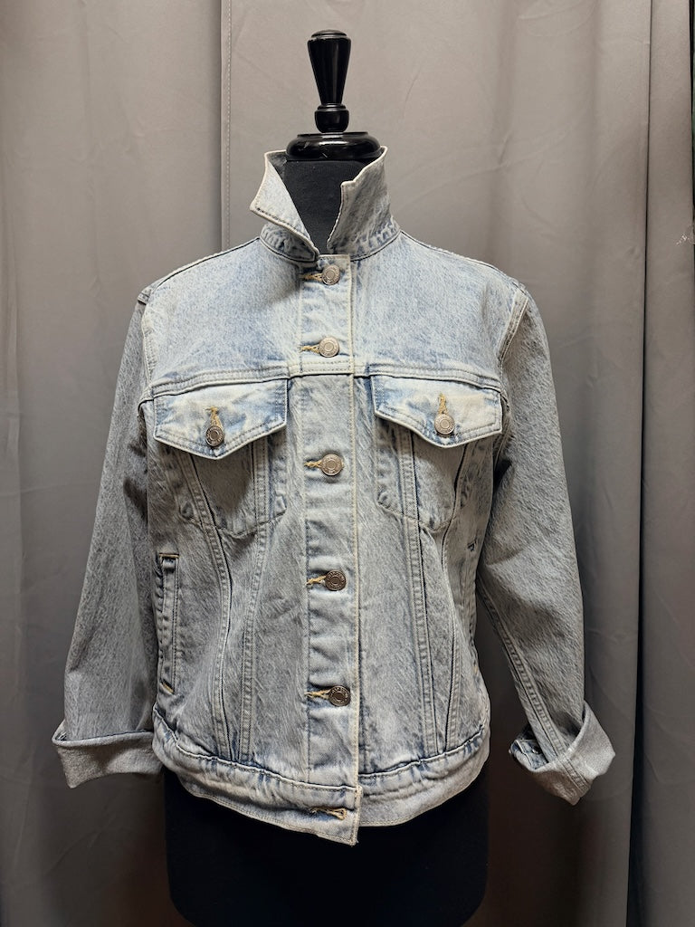 "SMOKY FACE - NC WYETH 1921" HAND PAINTED LINEN BLAZER WITH VINTAGE EMBROIDERY PATCH LM56