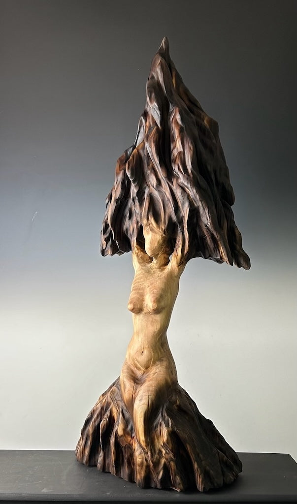 "PASSION POUR LA VIE" WHITE PINE WOOD SCULPTURE