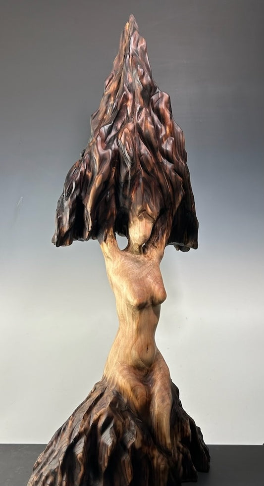 "PASSION POUR LA VIE" WHITE PINE WOOD SCULPTURE