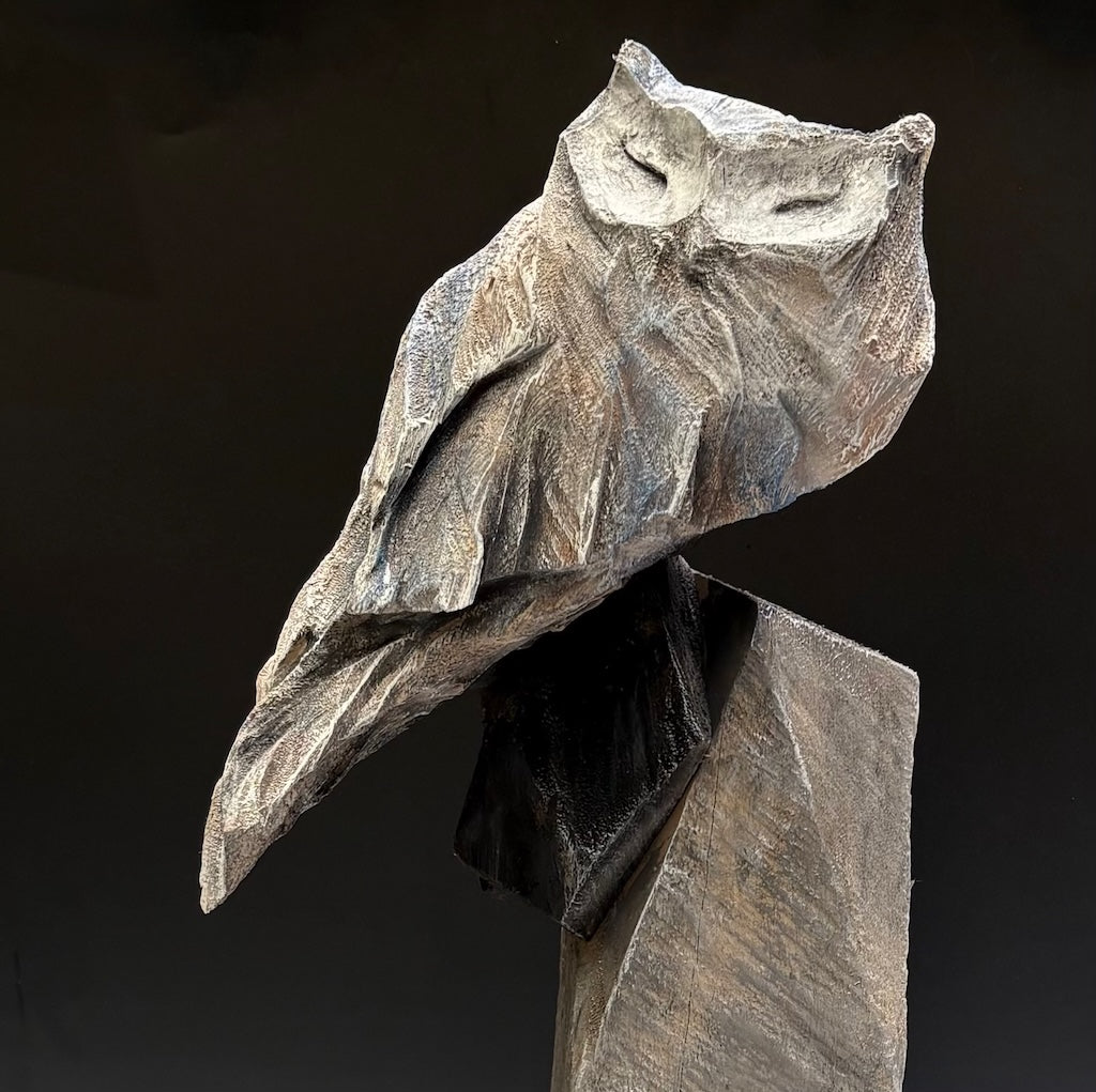 "THE COLOR OF DESIRE" HAND CARVED WHITE PINE SCULPTURE WITH CHALK PAINT