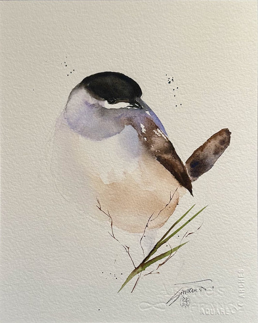 "BLACK CAPPED CHICKADEE 4" Original Watercolor/Framed