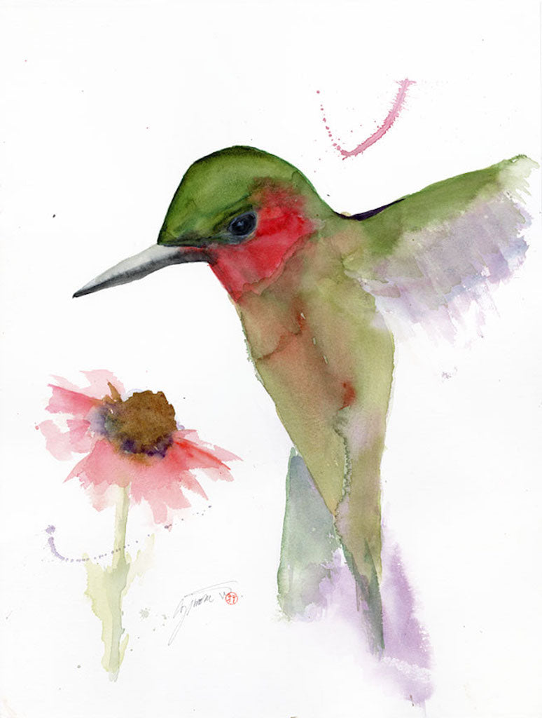 "HUMMINGBIRD 8" Original Watercolor/Framed