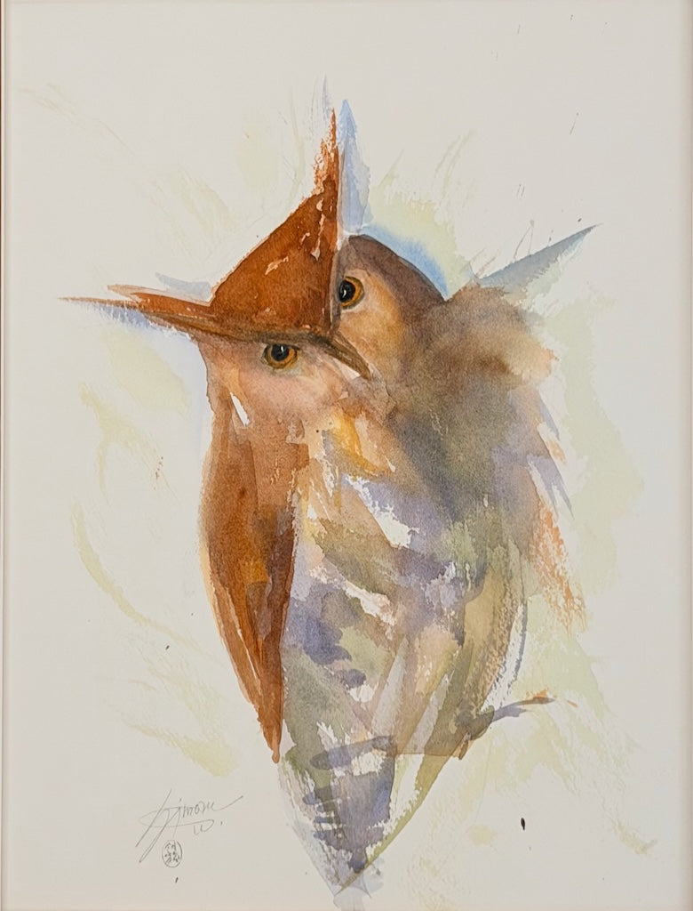 "LITTLE BROWN OWL" ORIGINAL WATERCOLOR/FRAMED