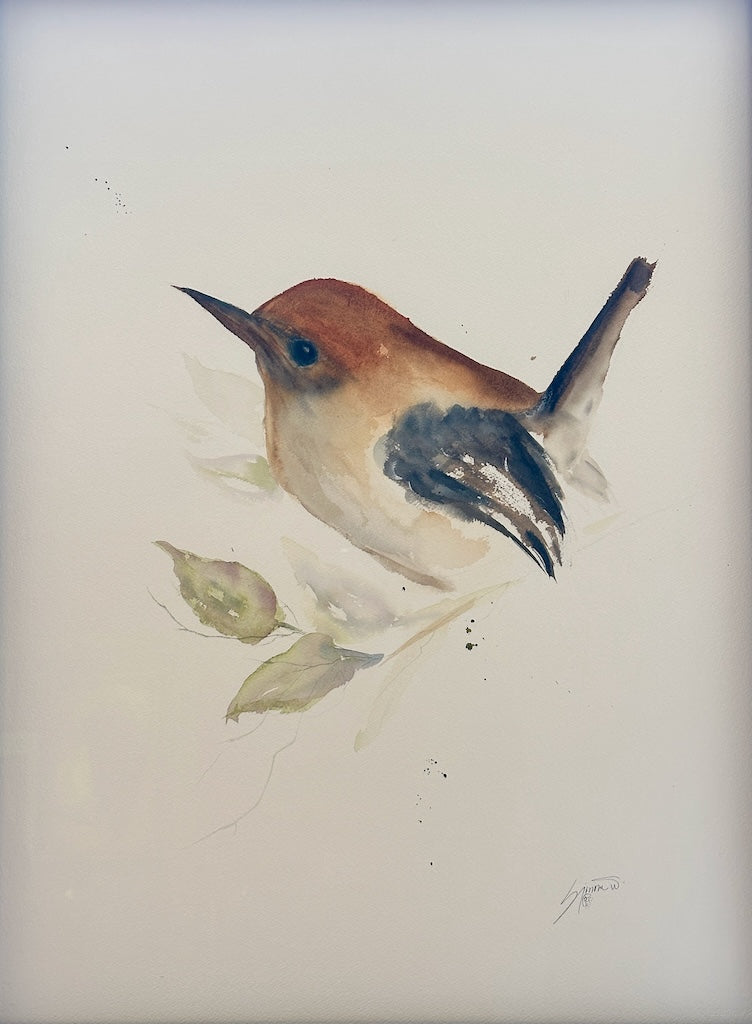 "WREN 11.25" ORIGINAL WATERCOLOR/FRAMED