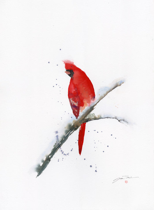 "WINTER CARDINAL II" Original Watercolor/Framed