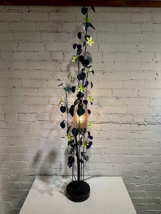 SMALL YELLOW FLOWER AND MORNING GLORY FIELD STUDY LAMP