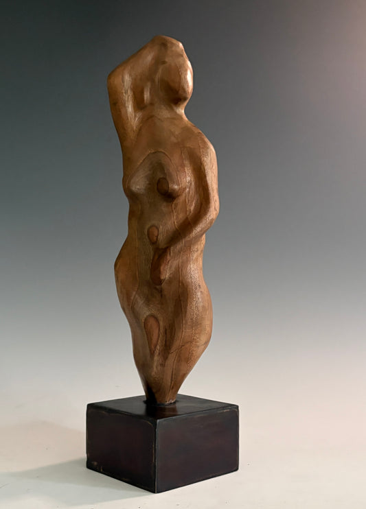 "SECRETS OF EVE" HAND CARVED BLACK WALNUT SCULPTURE