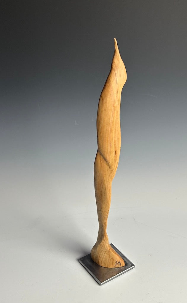 "SEEKING THE SUN" HAND CARVED WOOD SCULPTURE