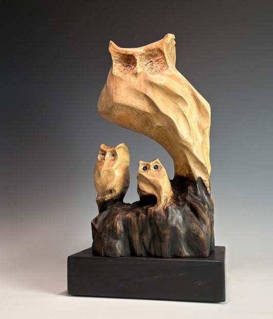 "SHELTER-VI" HAND CARVED WHITE PINE SCULPTURE