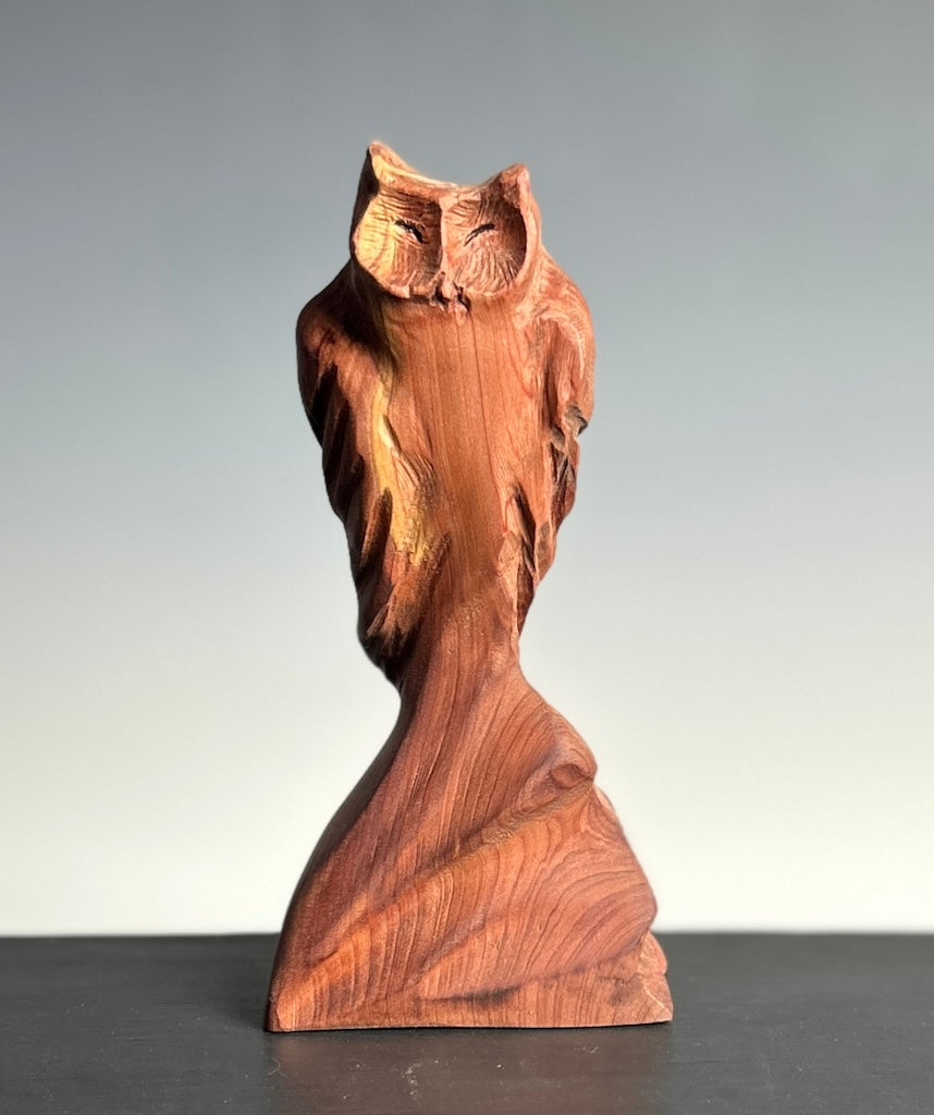 "STARLIT SENTINEL" EASTERN RED CEDAR WOOD SCULPTURE