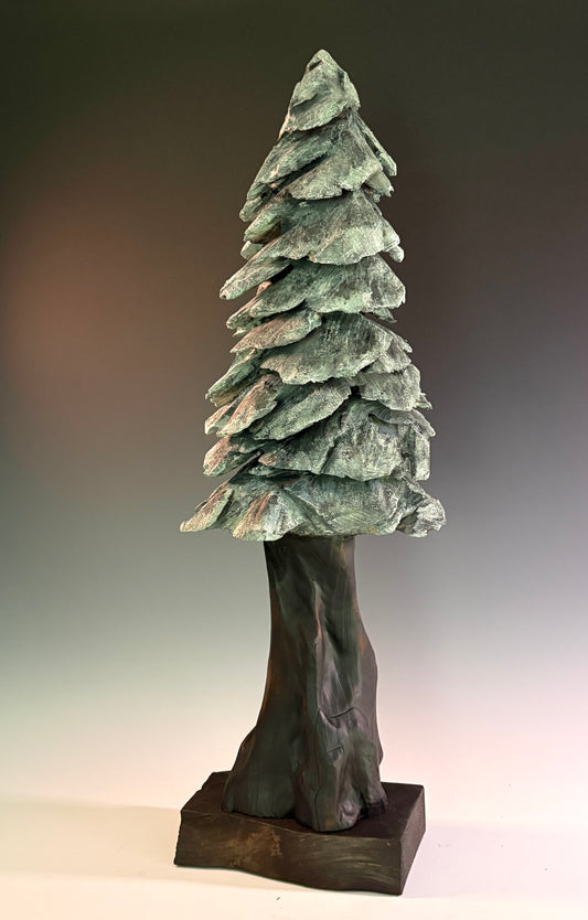 "SUMMER JEWEL" HAND CARVED LEYLAND CYPRESS AND WHITE PINE WITH CHALK PAINT SCULPTURE