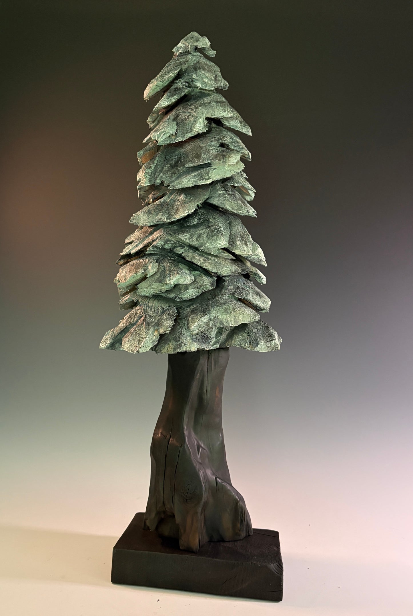 "SUMMER JEWEL" HAND CARVED LEYLAND CYPRESS AND WHITE PINE WITH CHALK PAINT SCULPTURE