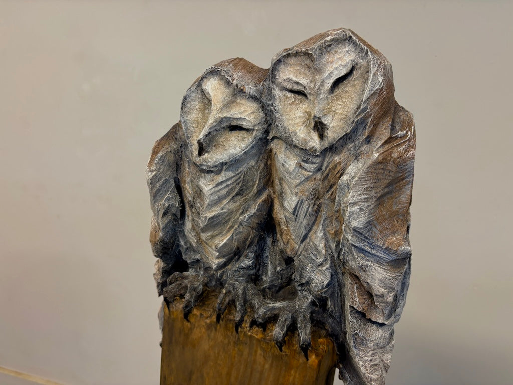 "SUMMER OF LOVE" HAND CARVED WHITE PINE WITH CHALK PAINT SCULPTURE