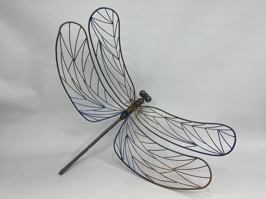 "BLUE AND GOLD DRAGONFLY TABLE/WALL SCULPTURE