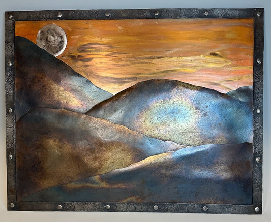 "BURNING SUNSET" HAND FORGED METAL WALL HANGING