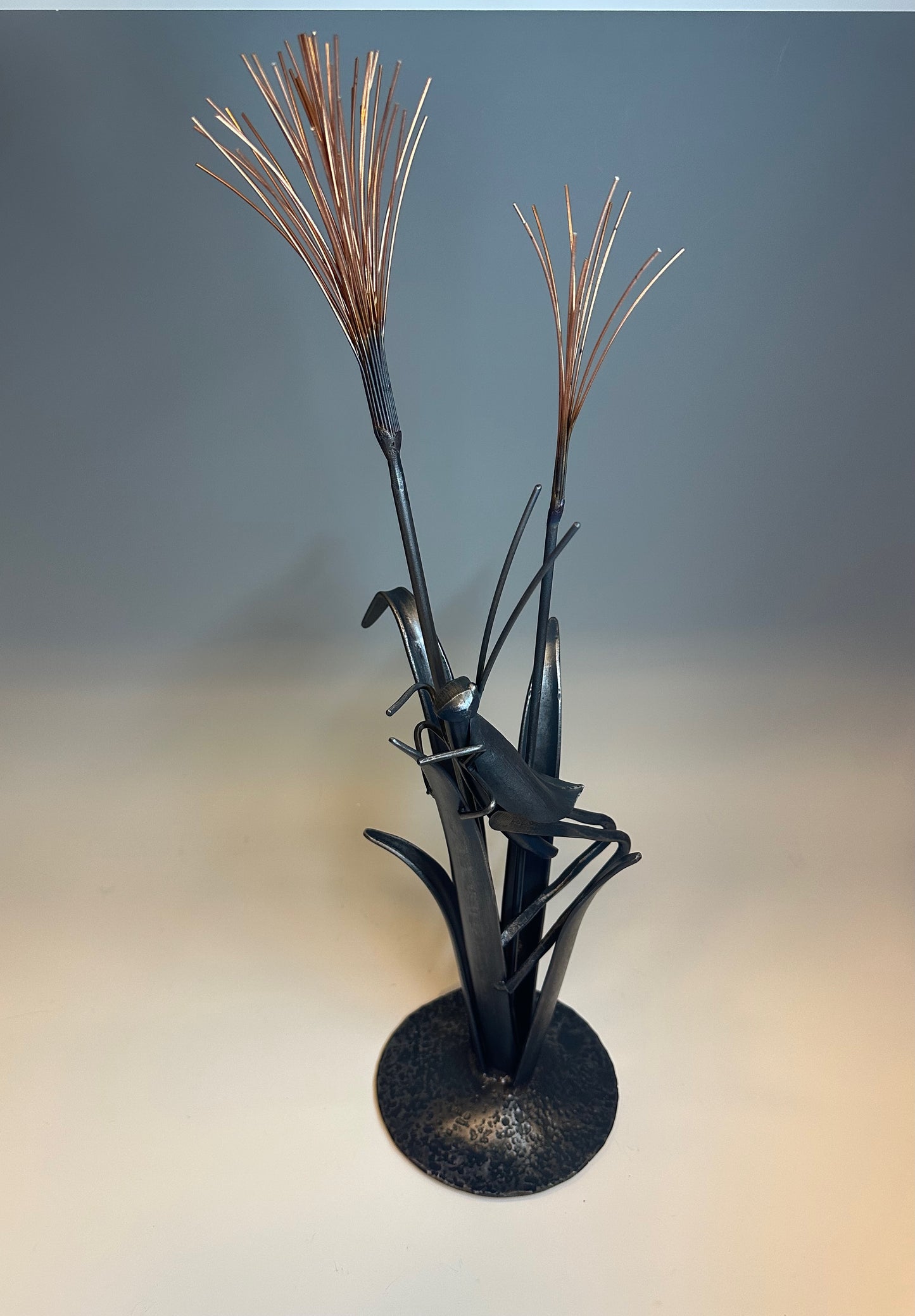 "CRICKET IN THE GRASS II" HAND FORGED METAL SCULPTURE