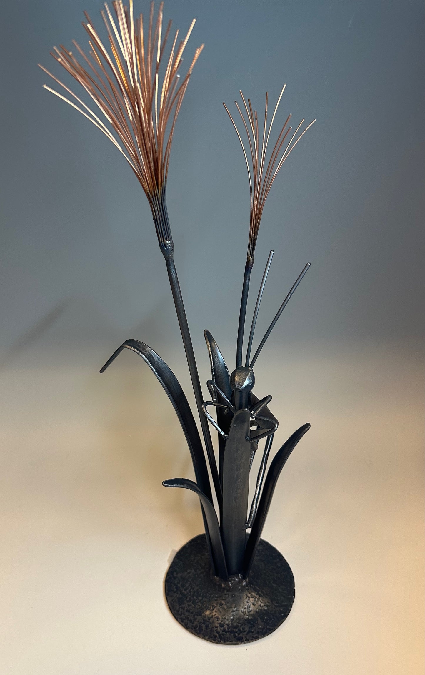 "CRICKET IN THE GRASS II" HAND FORGED METAL SCULPTURE