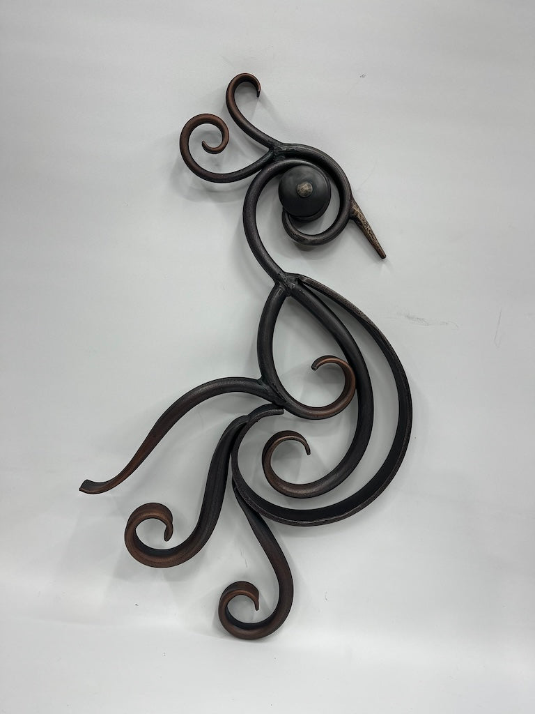 "CURLY DOVE" HAND FORGED METAL SCULPTURE