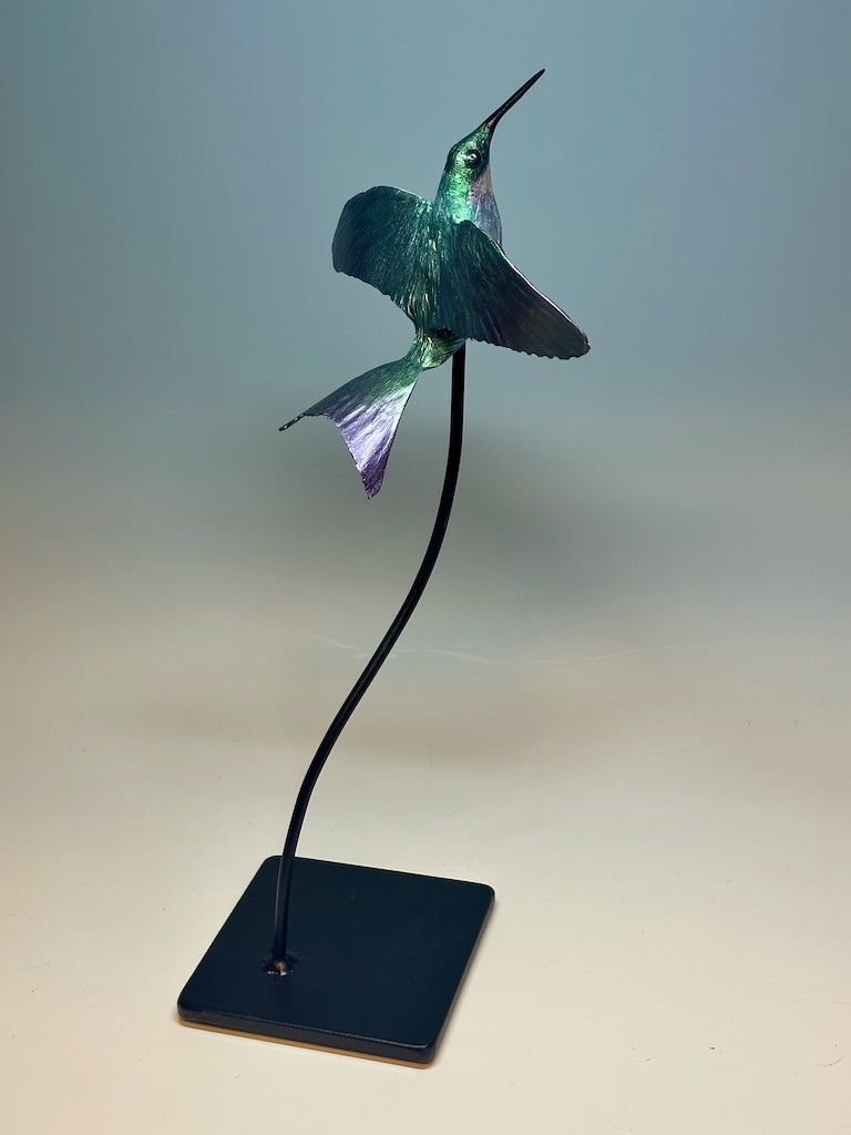 "HUMMER HOVERING" HAND FORGED METAL SCULPTURE