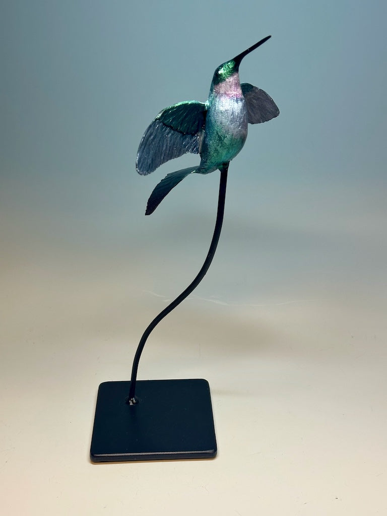 "HUMMER HOVERING" HAND FORGED METAL SCULPTURE