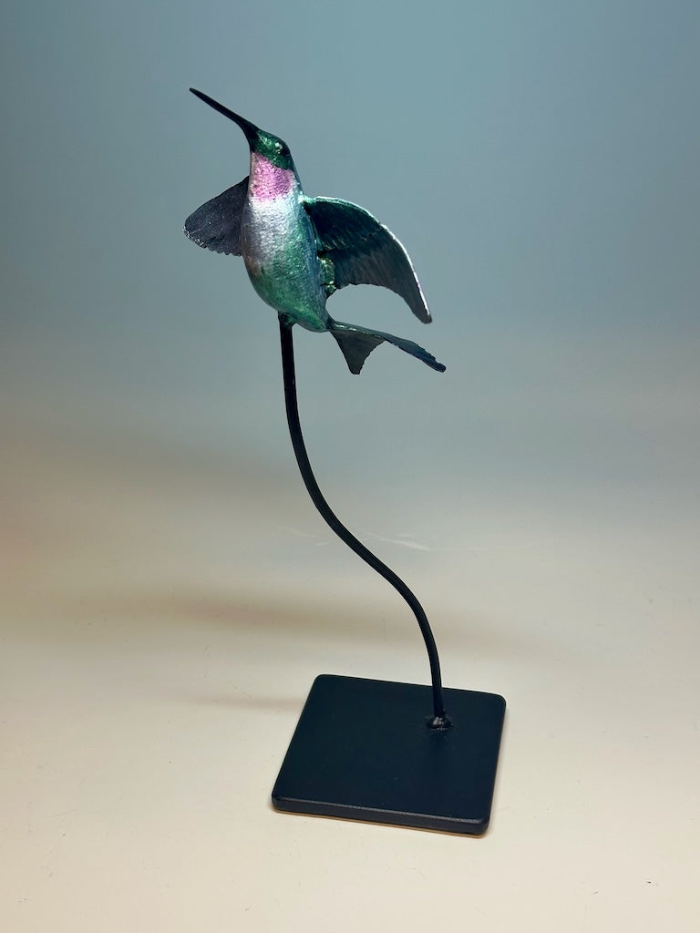 "HUMMER HOVERING" HAND FORGED METAL SCULPTURE