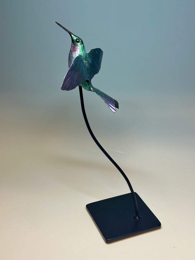 "HUMMER HOVERING" HAND FORGED METAL SCULPTURE