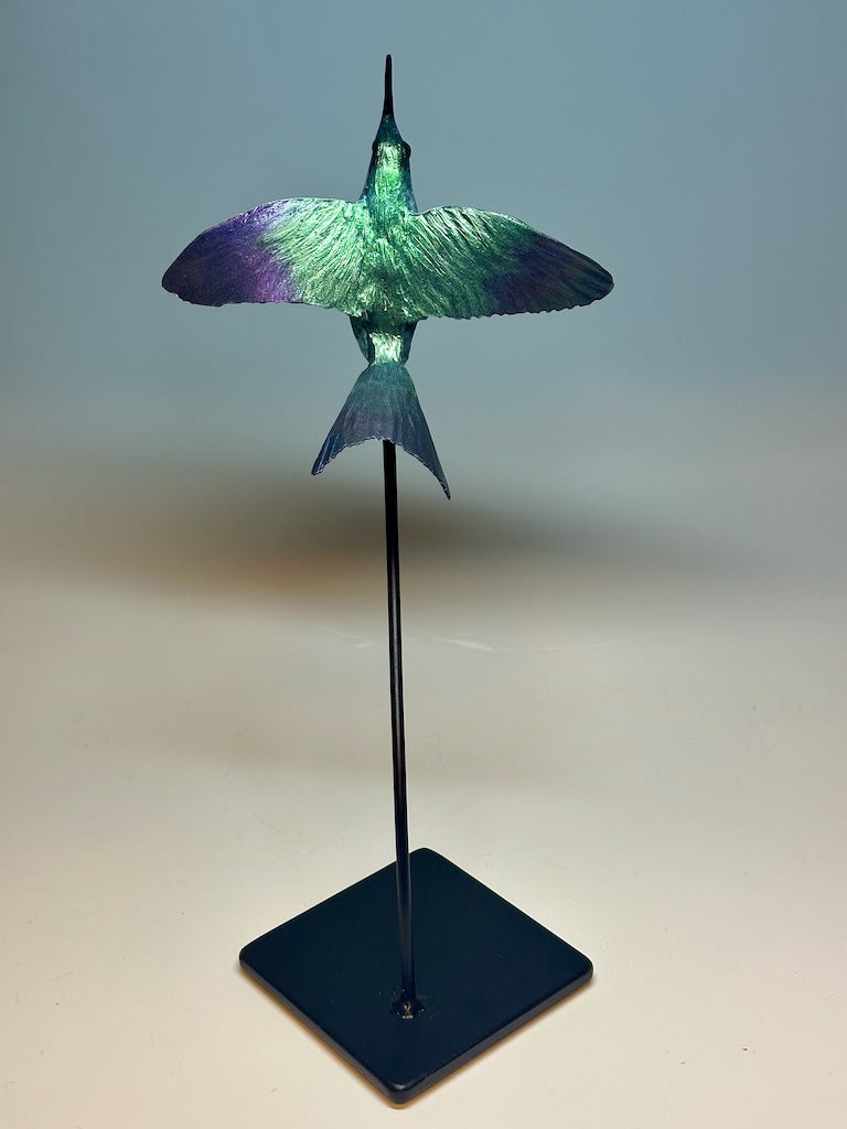 "HUMMER HOVERING" HAND FORGED METAL SCULPTURE