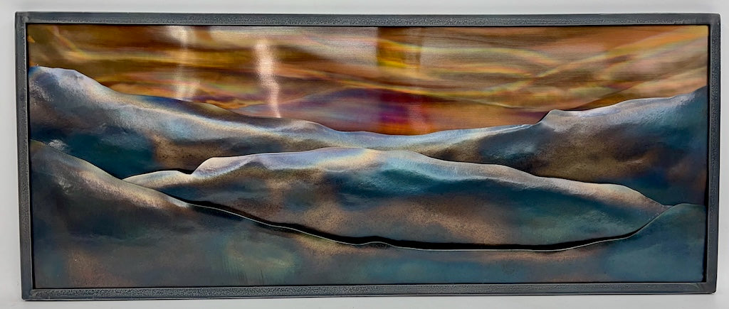 "MOUNTAIN SUNSET 2" HAND FORGED METAL WALL HANGING