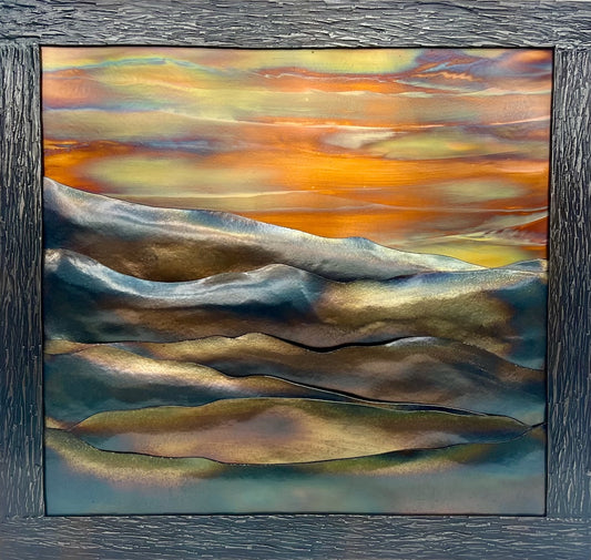 "MOUNTAIN SUNSET 2.1" HAND FORGED METAL WALL HANGING