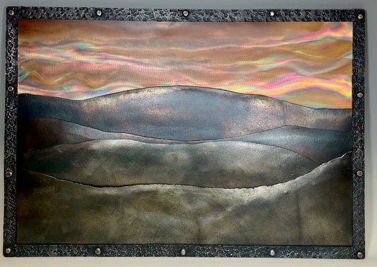 "MOUNTAIN SUNSET" HAND FORGED METAL WALL HANGING