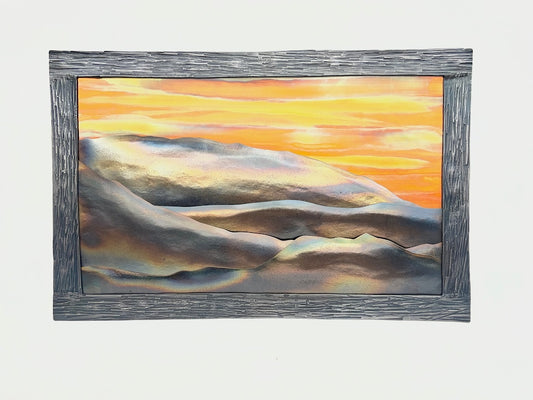 "MOUNTAIN SUNSET 1" HAND FORGED METAL WALL HANGING