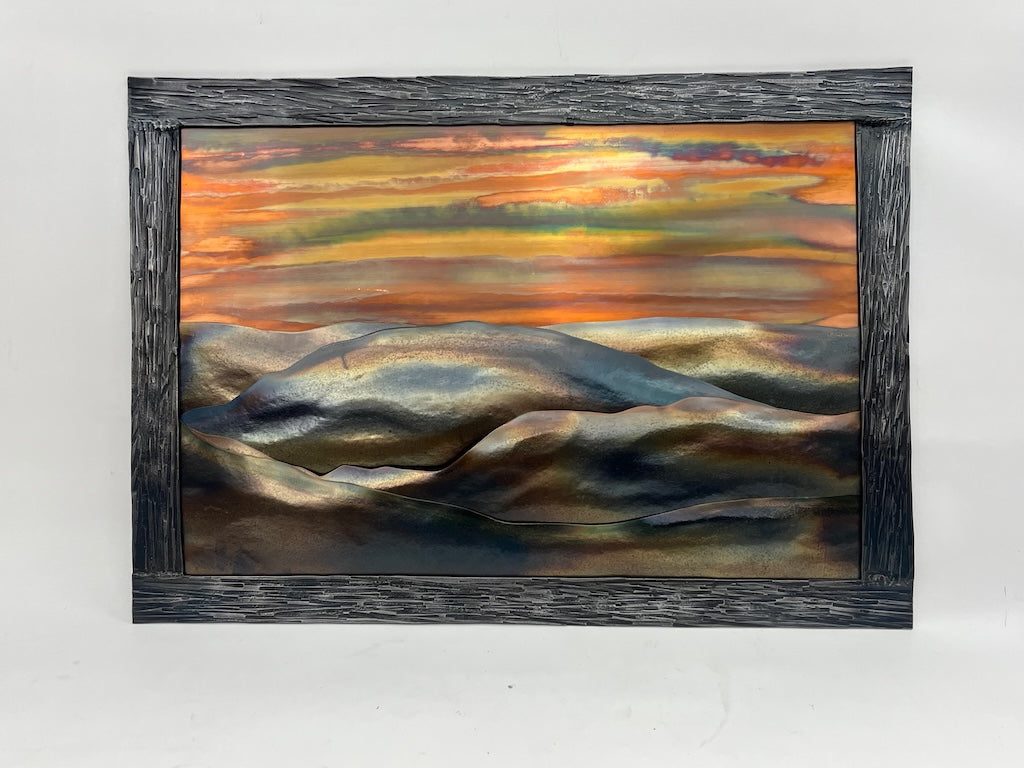 "MOUNTAIN SUNSET 2" HAND FORGED METAL WALL HANGING