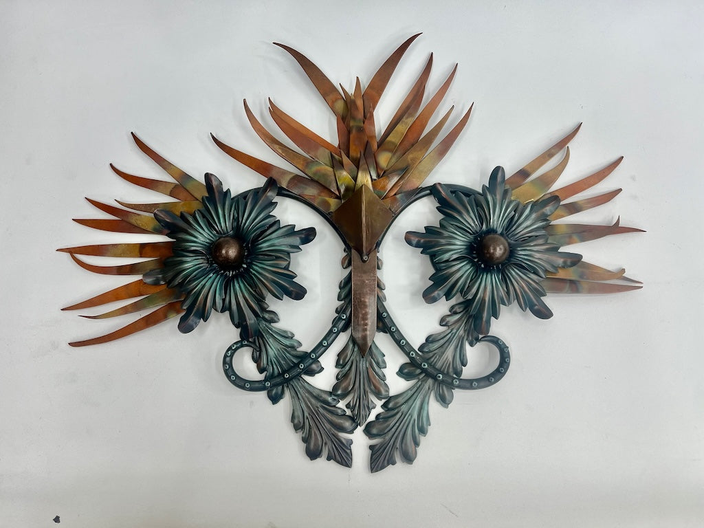 "OWL MASK" HAND FORGED METAL SCULPTURE