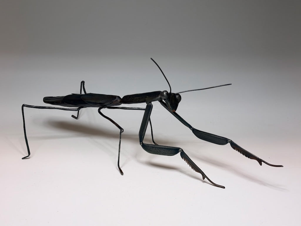 "PRAYING MANTIS #4" HAND FORGED METAL SCULPTURE