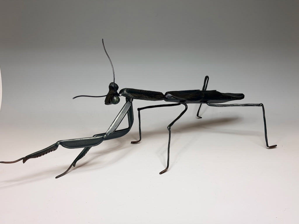"PRAYING MANTIS #4" HAND FORGED METAL SCULPTURE