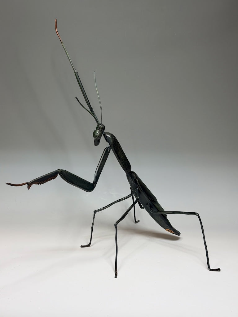 "PRAYING MANTIS #5" HAND FORGED METAL SCULPTURE