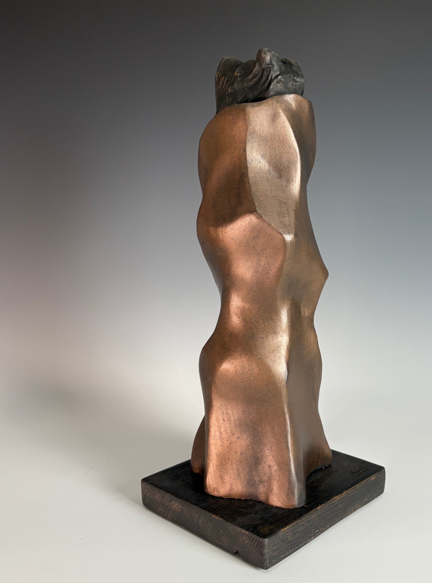 "TALL BEAR IN LONG ROBE II" HAND CARVED WHITE PINE BRONZE SCULPTURE