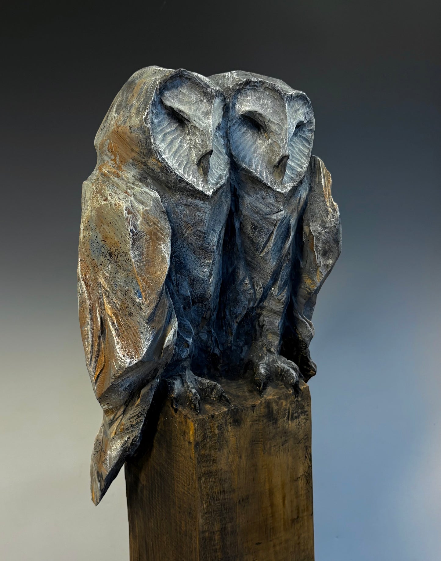 "THE COLOR OF LOVE" HAND CARVED WHITE PINE SCULPTURE WITH CHALK PAINT